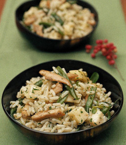 Insalata di riso con fagiolini, pollo ed Asiago